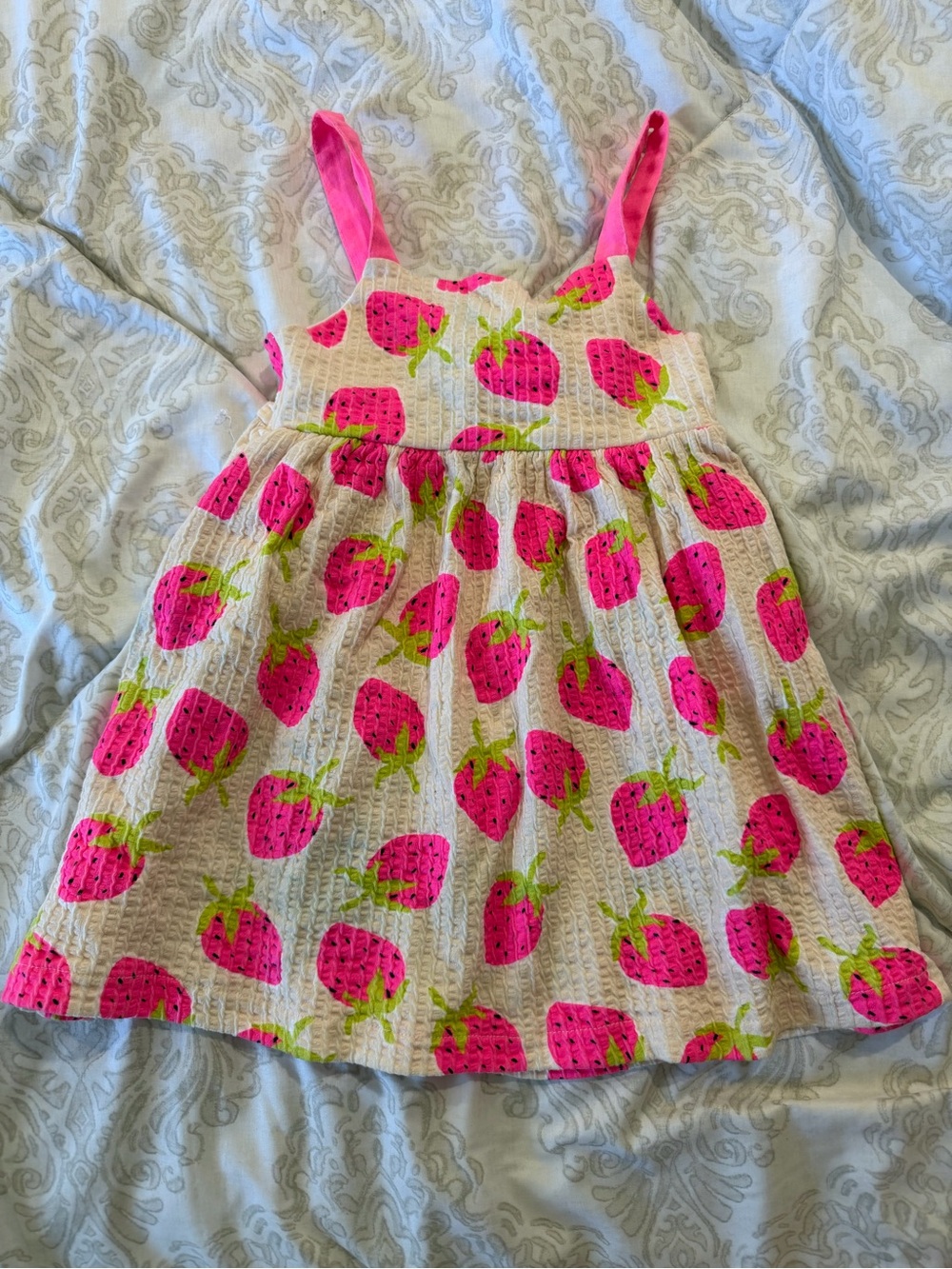 Zara White Dress with Bright Pink Strawberry Print